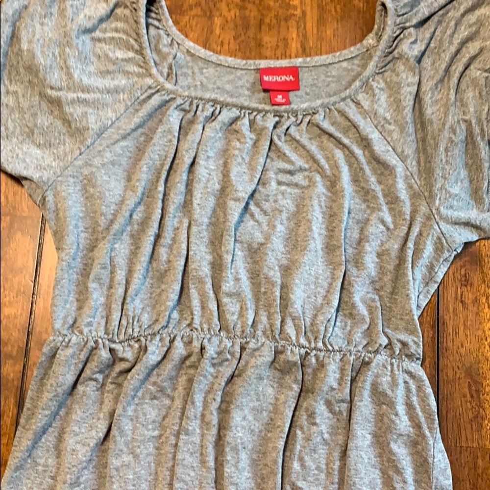 Gray flutter sleeve dress